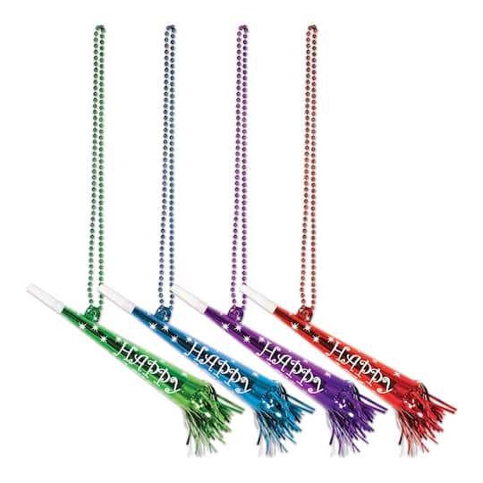 Beistle 36" Beads with Happy New Year Horns Packs, 3ct.